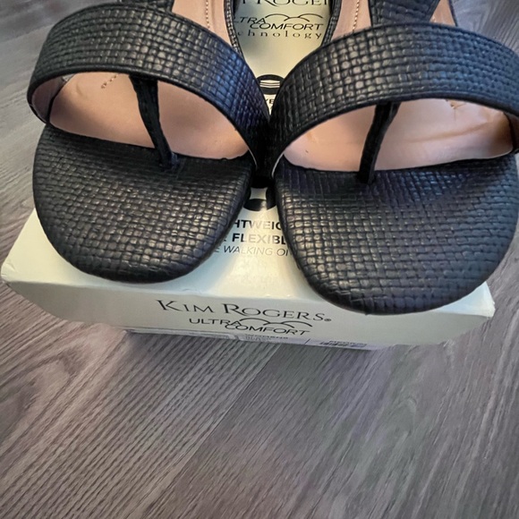 Kim Rogers Black Textured Wedge Sandals NIB - Picture 3 of 6